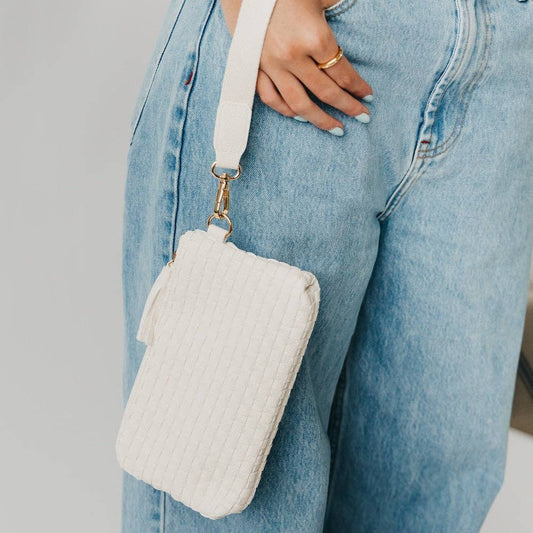 Emma Woven Clutch Wristlet: Cream