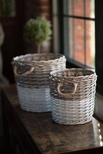 Willow Basket Dipped White Sm