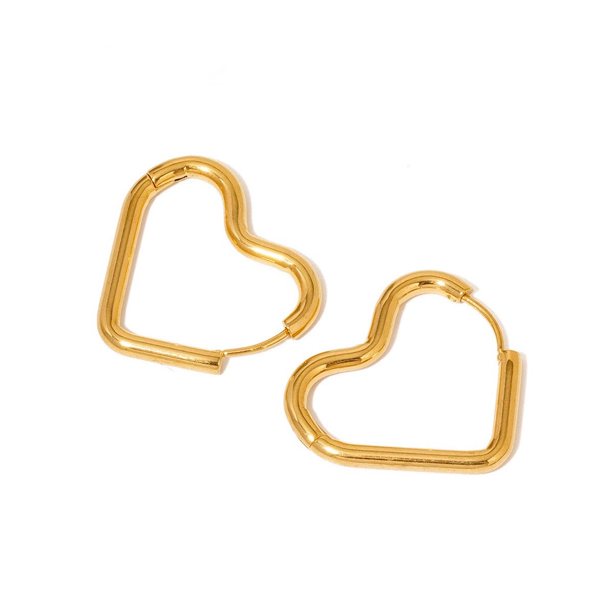 Love On My Mind Heart Hoop Earrings - Gold