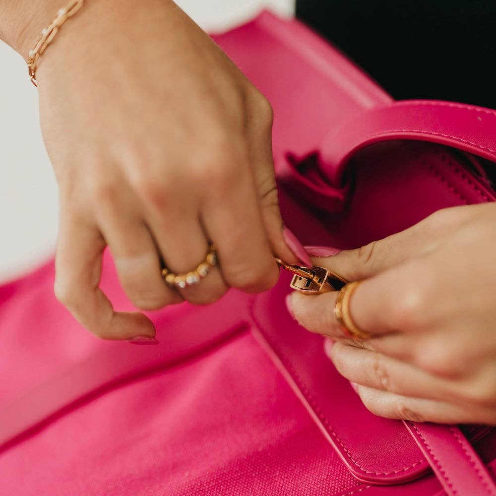 Cadence Canvas and Vegan Leather Tote: Fuchsia