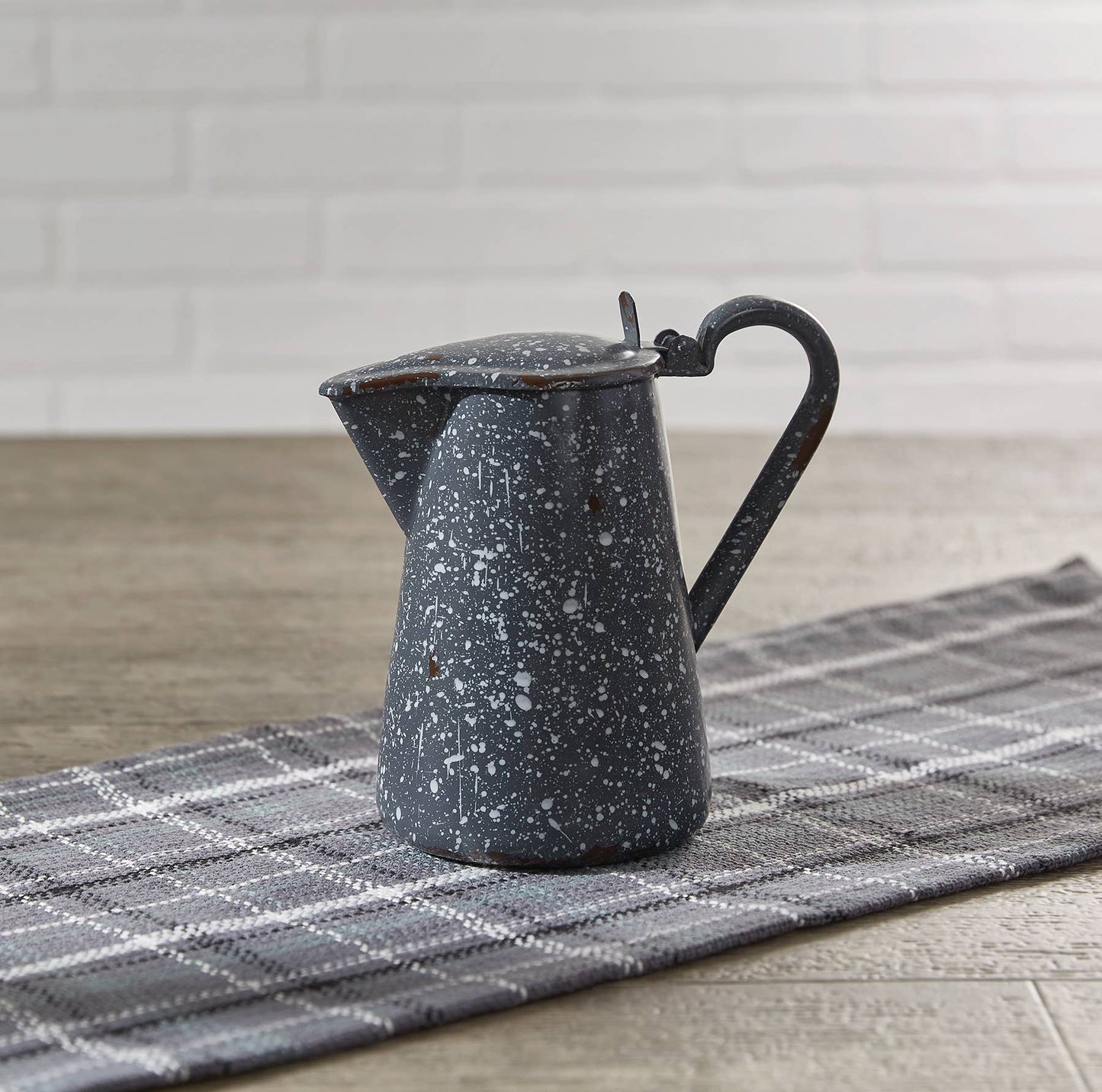 Granite Enamelware Pitcher with Lid - Gray
