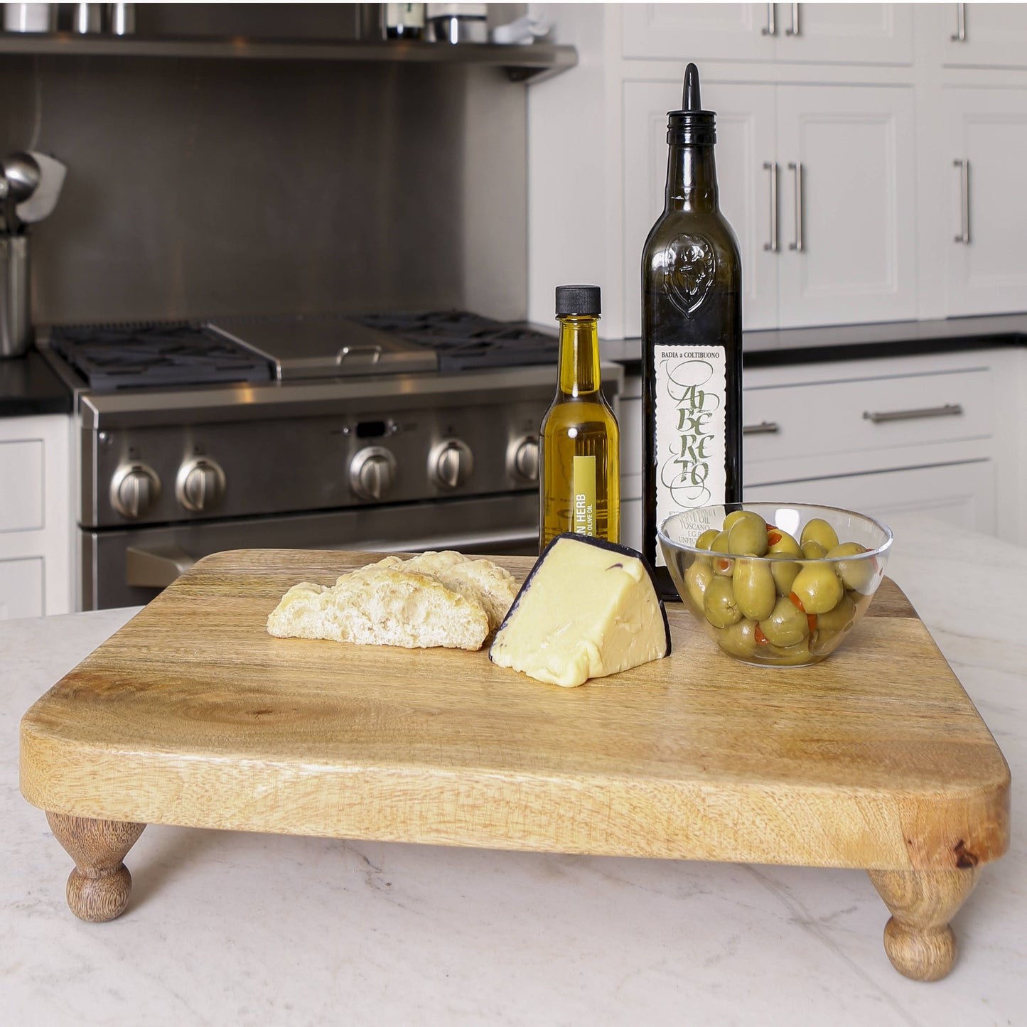Artisan Wood 14x18x3 Natural Mango Wood Footed Serving Board