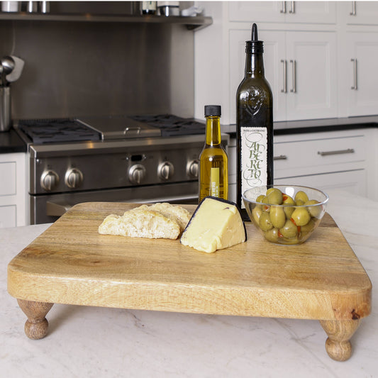 Artisan Wood 14x18x3 Natural Mango Wood Footed Serving Board