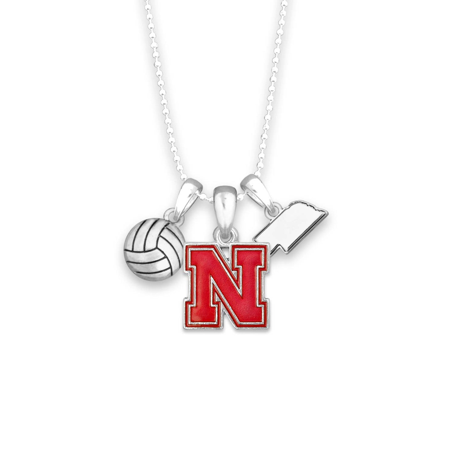 Nebraska Huskers Volleyball Epoxy Charm Necklace