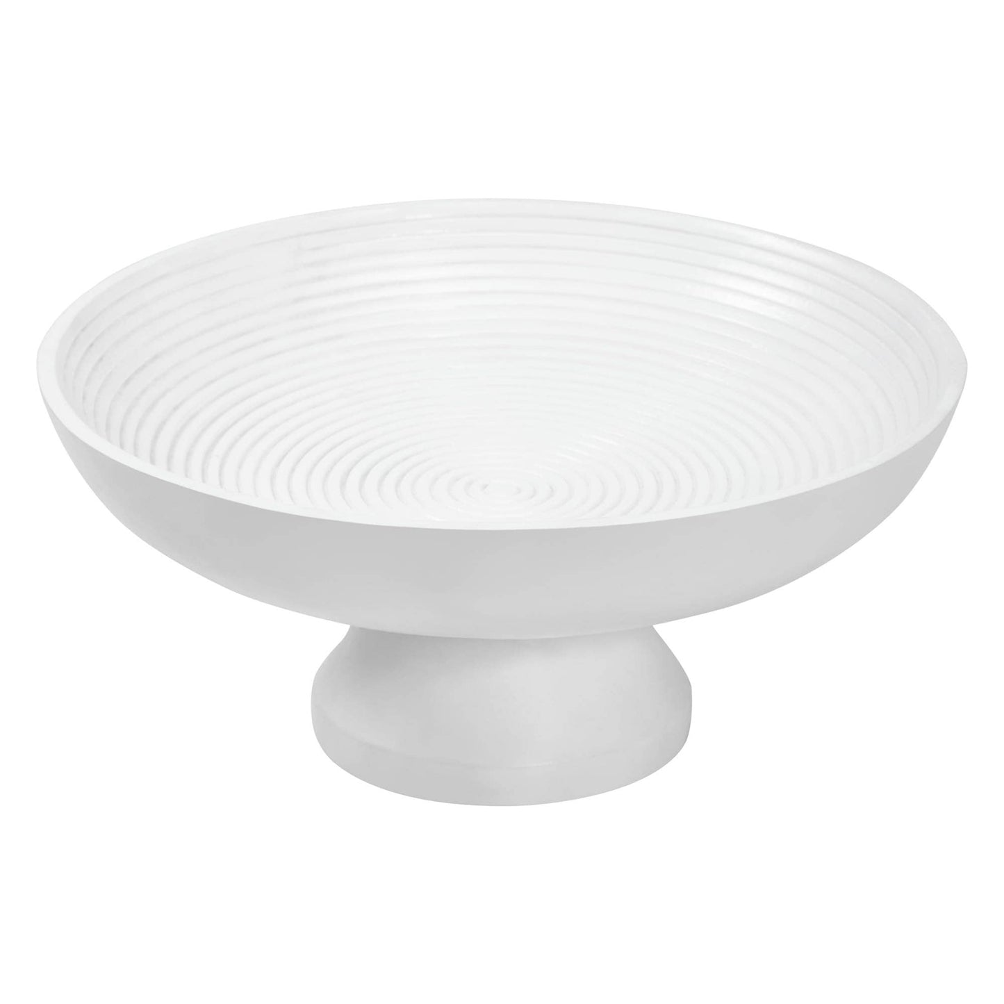 Ribbed White Wooden Bowl 12x12x5.75