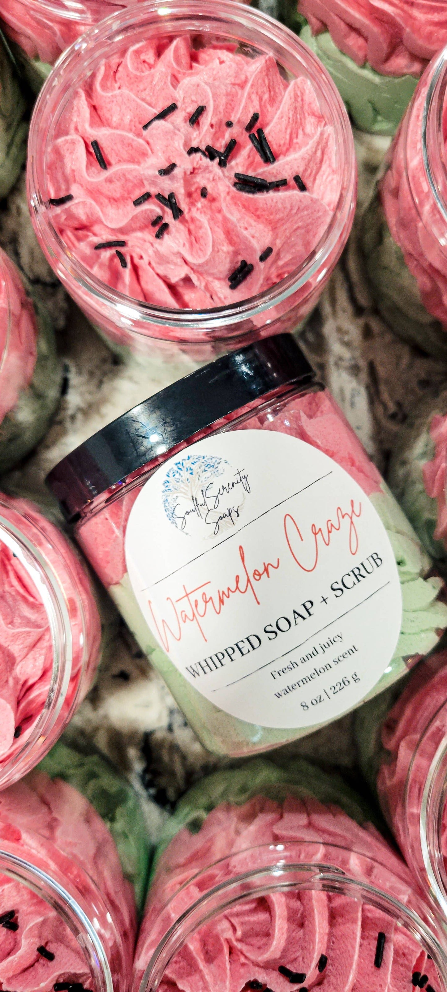 Watermelon Craze Whipped Soap + Scrub: Full (8 oz)