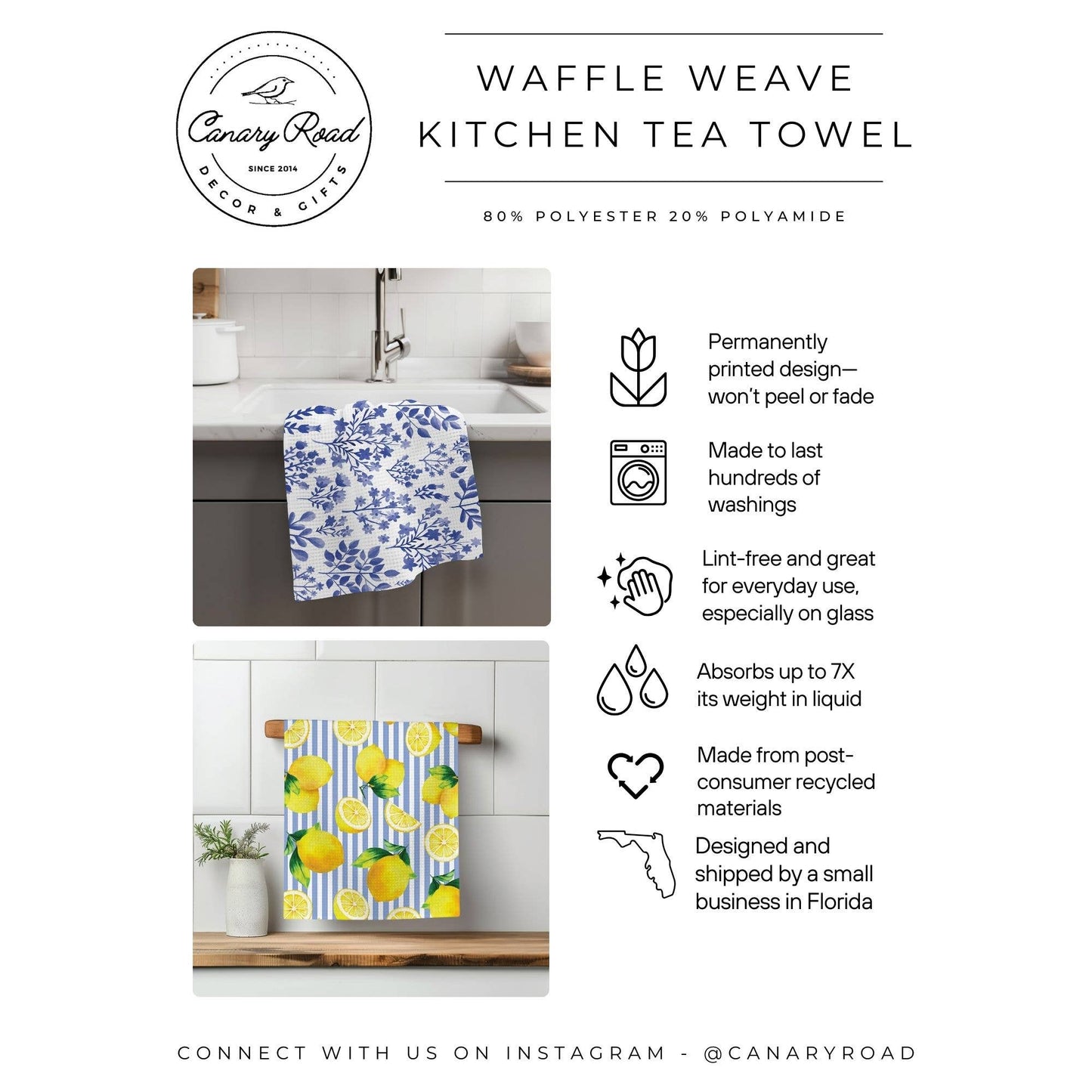 Watermelon Waffle Kitchen Towel Festival Summer Fruit Market