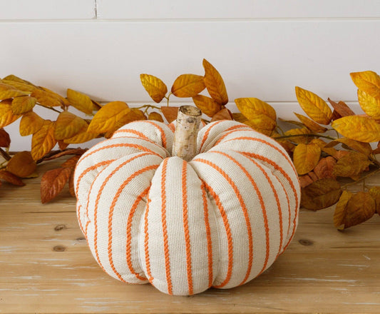 Orange Striped Knit Pumpkin, Medium