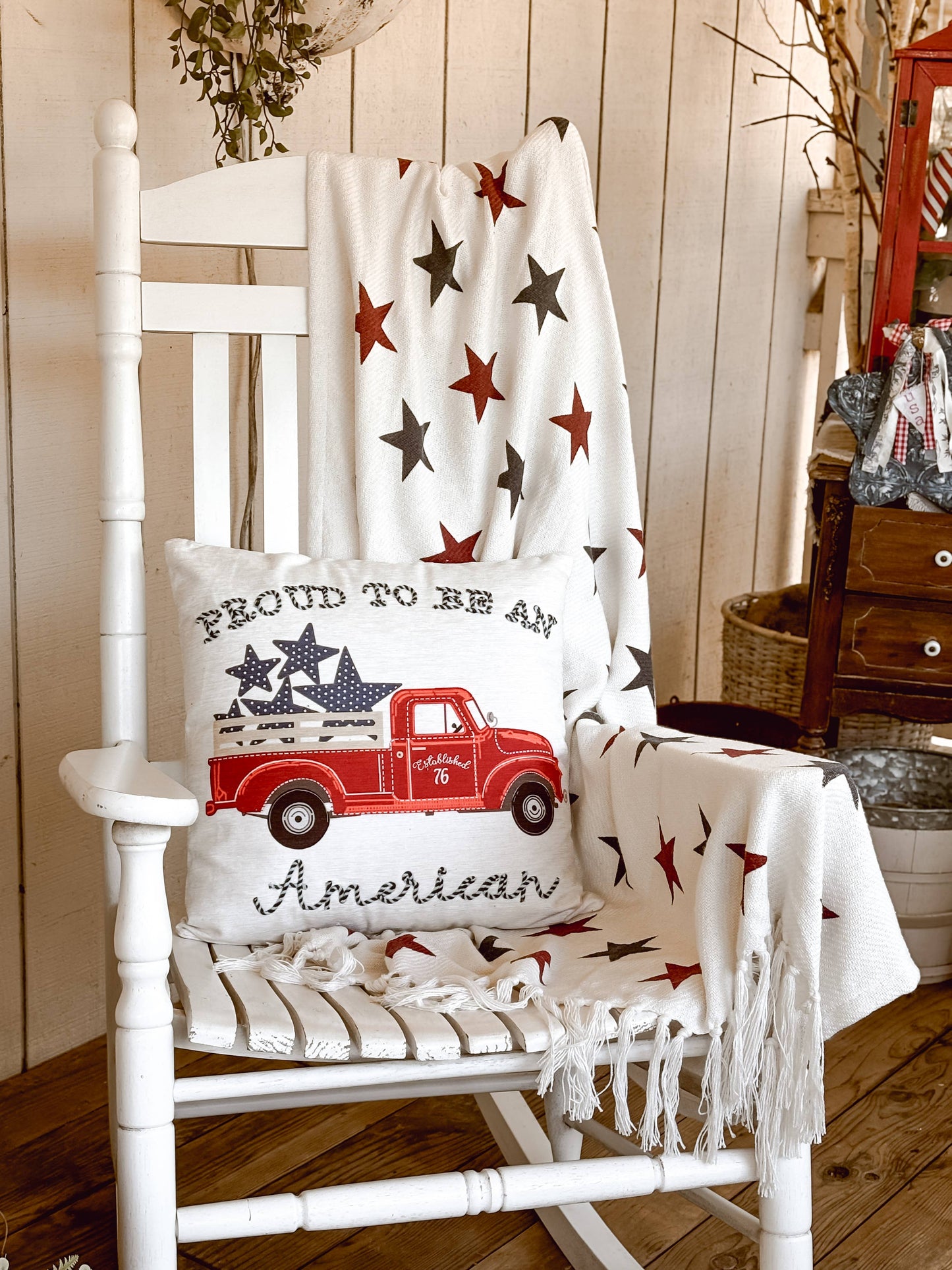 Americana Stars Woven Throw Blanket 50x60