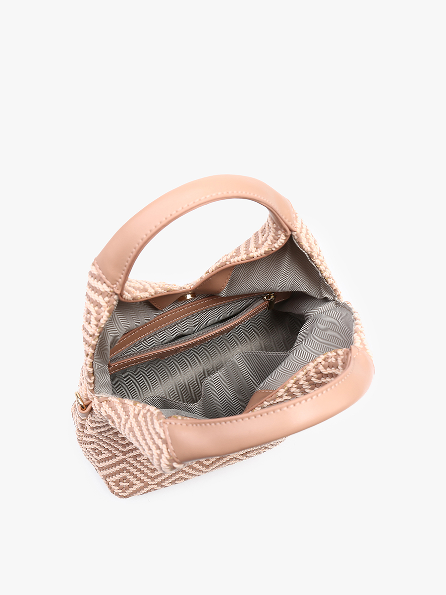 Cecily Striped Woven Hobo w/ Dual Handles: White