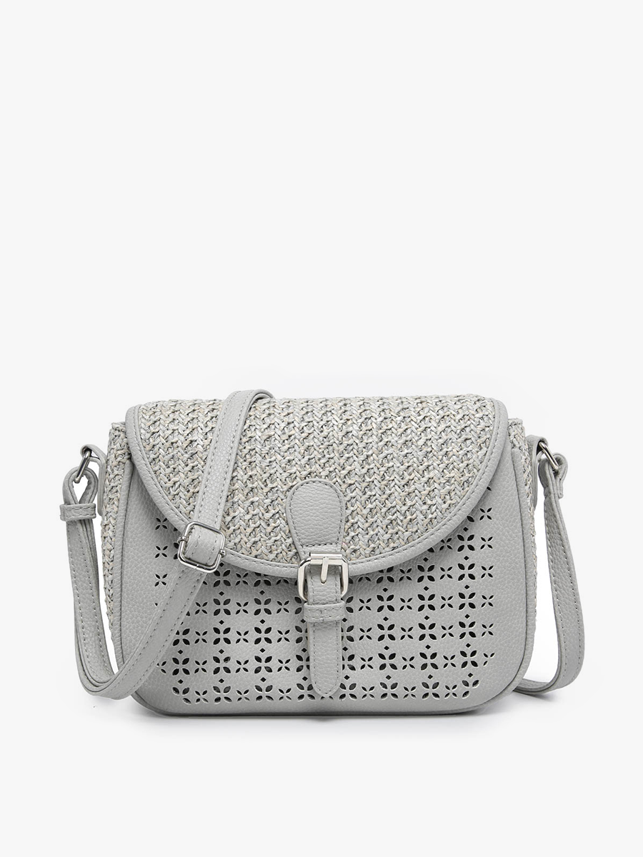 Carolina Woven Lasercut Crossbody: Grey