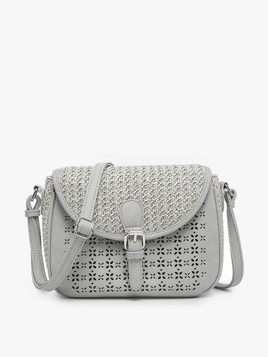 Carolina Woven Lasercut Crossbody: Grey
