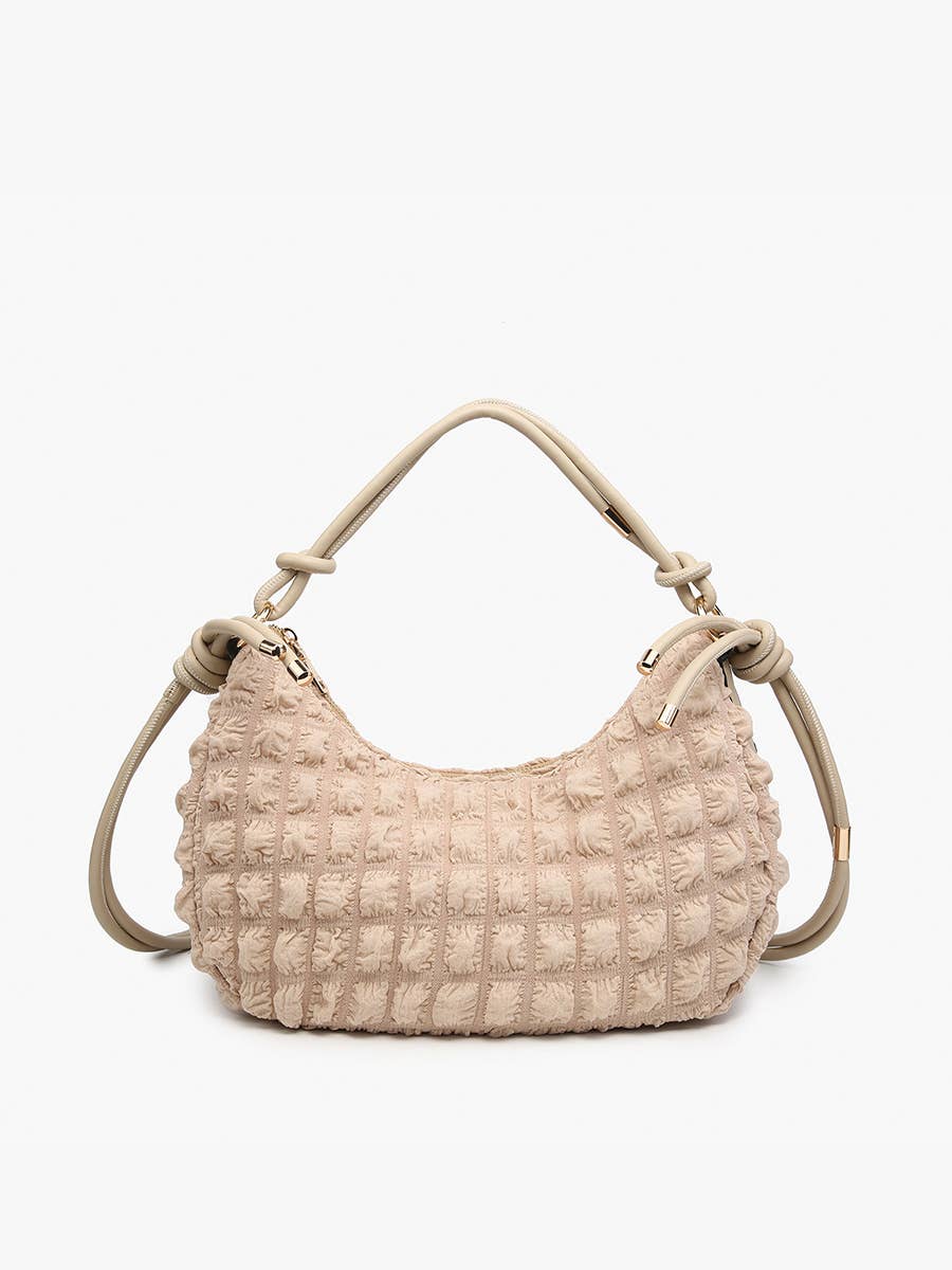 Nelly Quilted Puffy Shoulder Bag – Knotted Strap: Mint