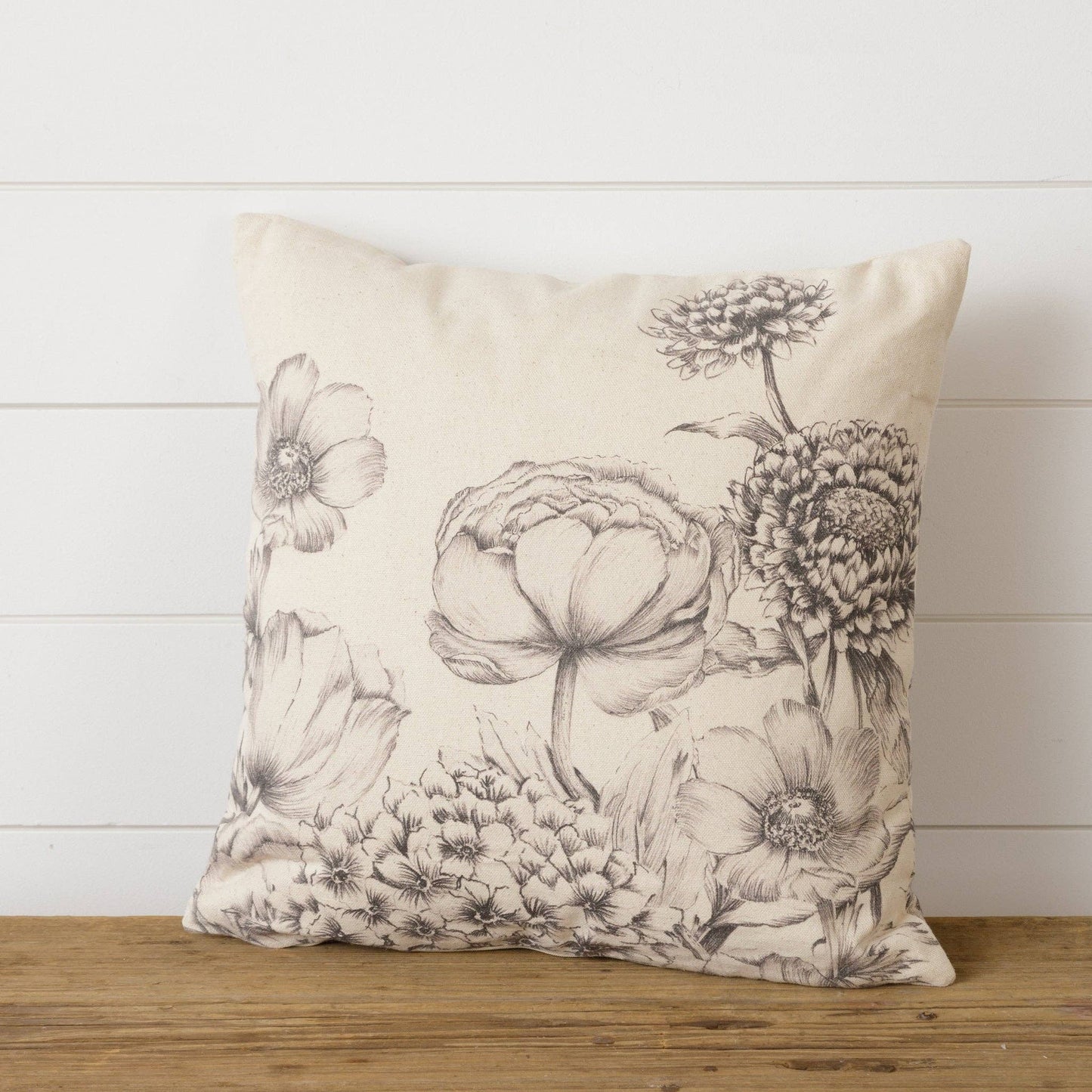 Black Printed Floral Pillow