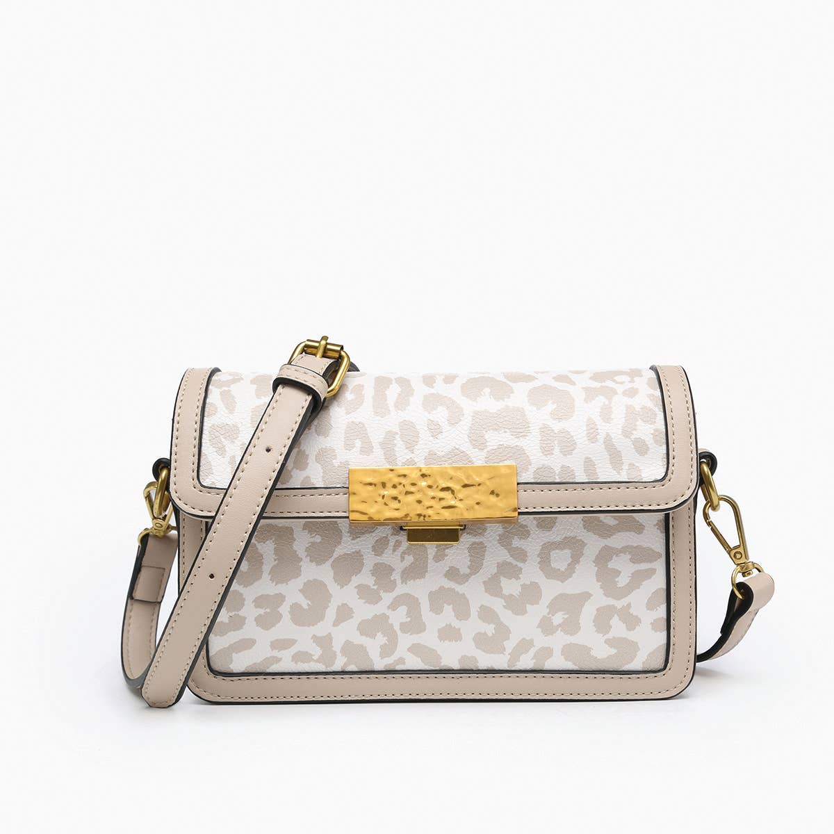 Elizabeth Straw Crossbody w/ Lock: Cheetah-Beige