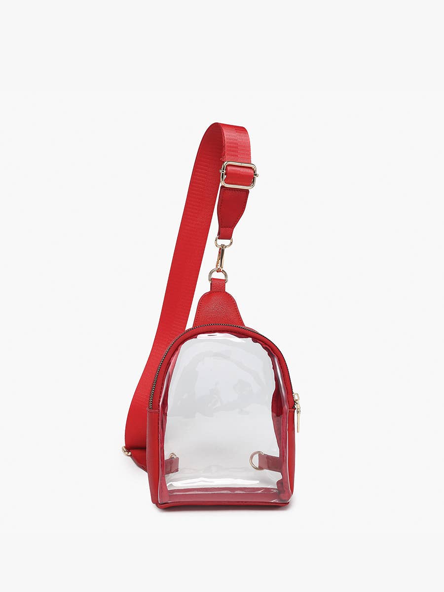 Ellen Clear Sling Bag w/ Removable Guitar Strap: Red