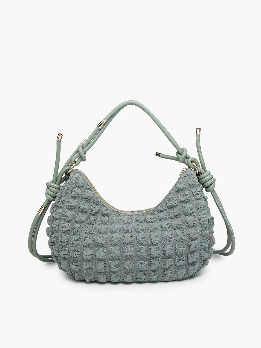 Nelly Quilted Puffy Shoulder Bag – Knotted Strap: Mint