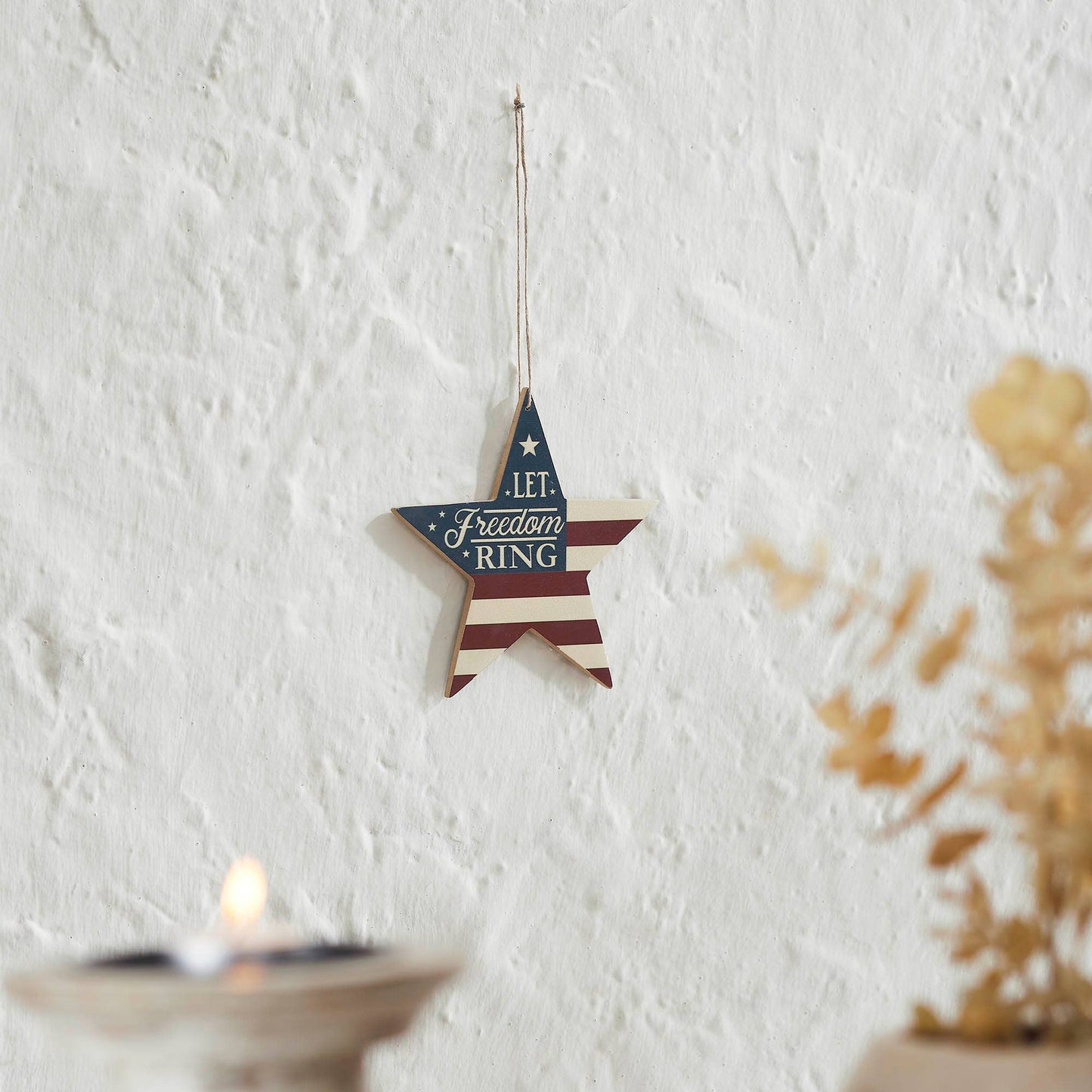 My Country Let Freedom Ring MDF Star Ornament 6x6x0.25