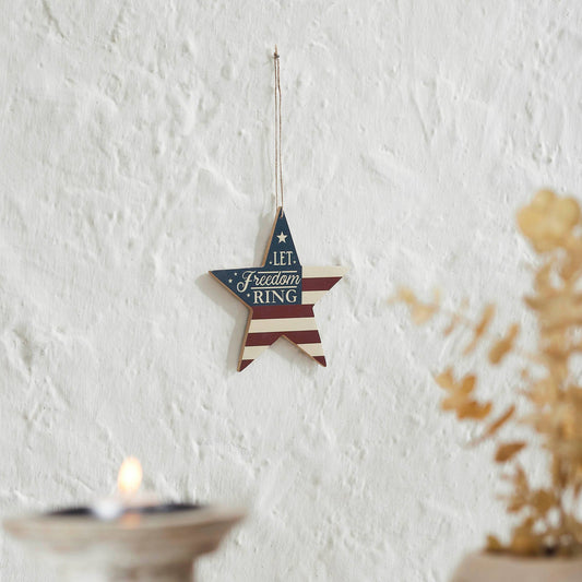 My Country Let Freedom Ring MDF Star Ornament 6x6x0.25