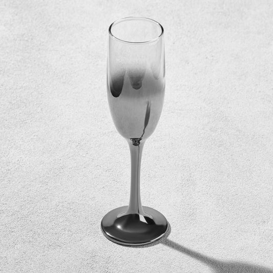 Vikko - Hand Blown Silver Ombre Champagne Flute 7 oz