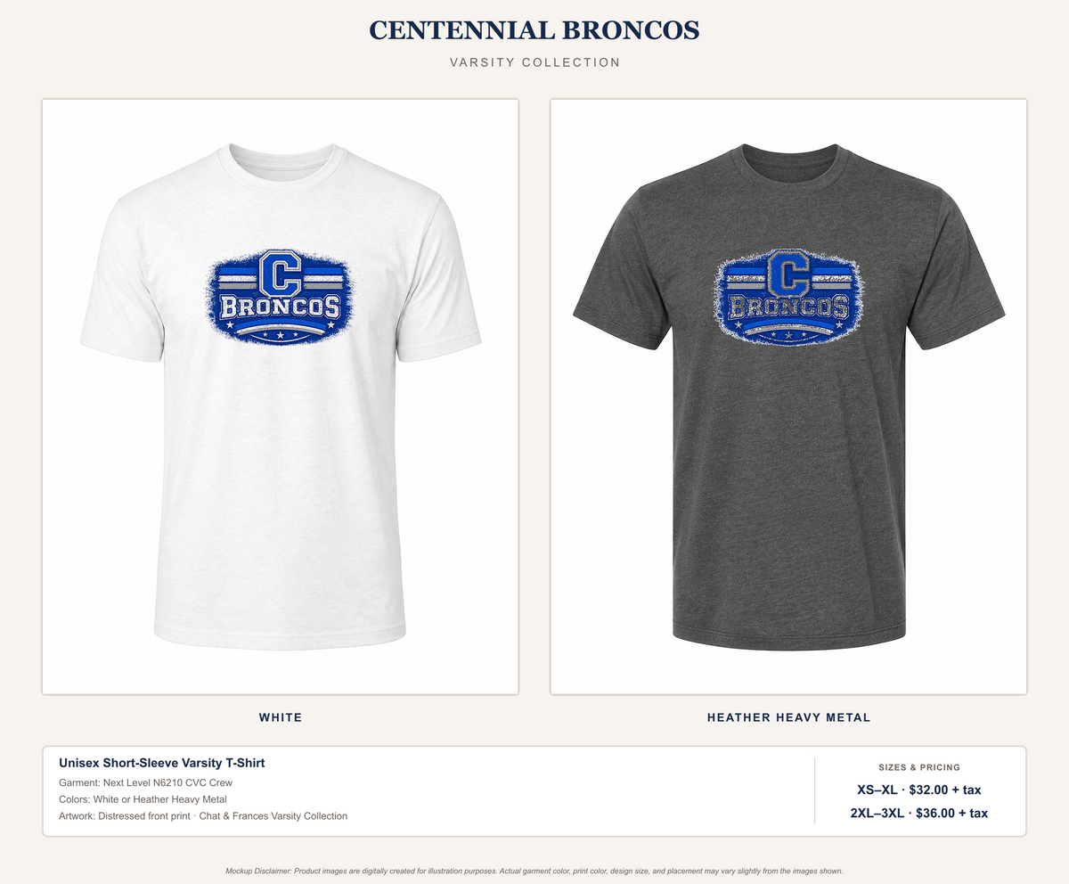 Unisex Varsity Short Sleeve T-Shirt - Centennial