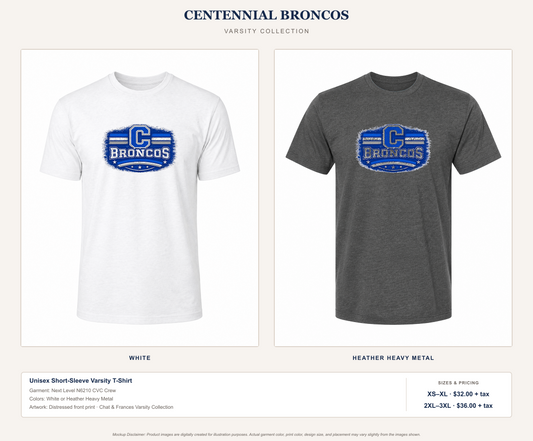 Unisex Varsity Short Sleeve T-Shirt - Centennial