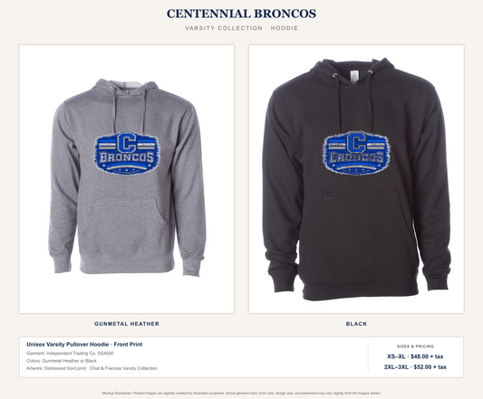 Unisex Varsity Pullover Hoodie - Centennial