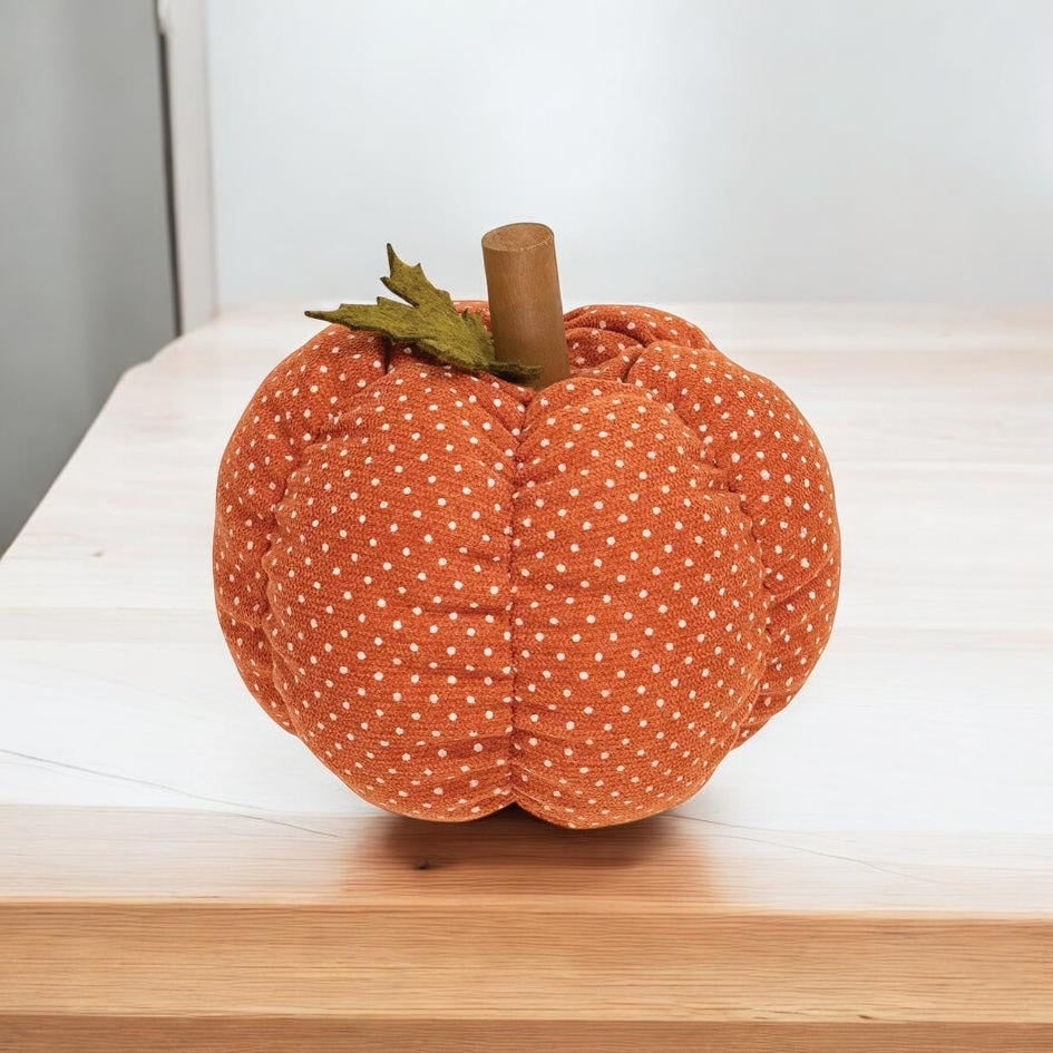 Plush Orange Patterned Pumpkin - Orange with Polka Dots