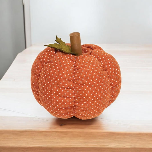 Plush Orange Patterned Pumpkin - Orange with Polka Dots