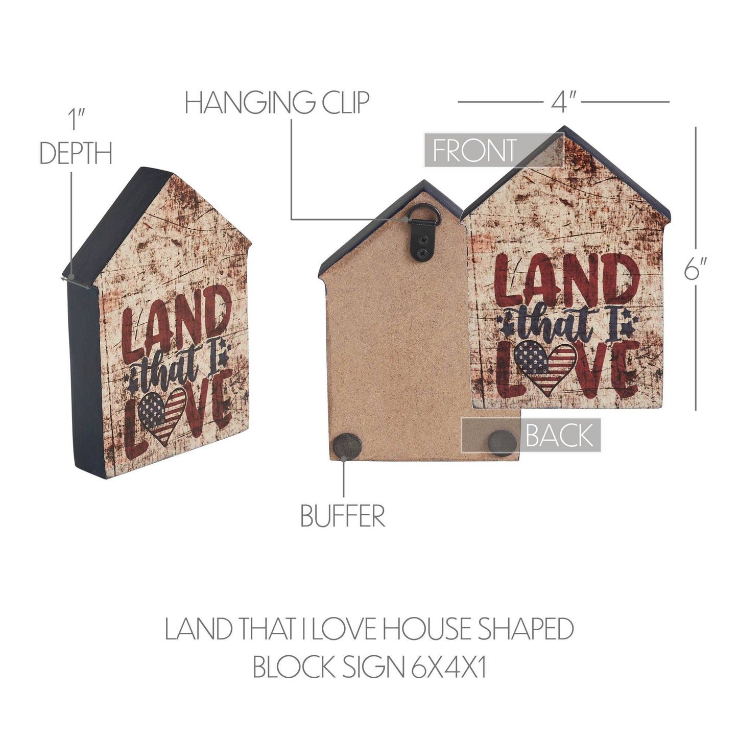 Patriotic House Block Sign “Land That I Love” 6x4