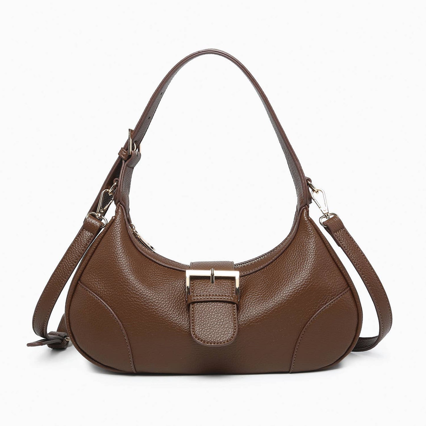Madrid Buckle Shaped Shoulder Bag/Crossbody: Chocolate