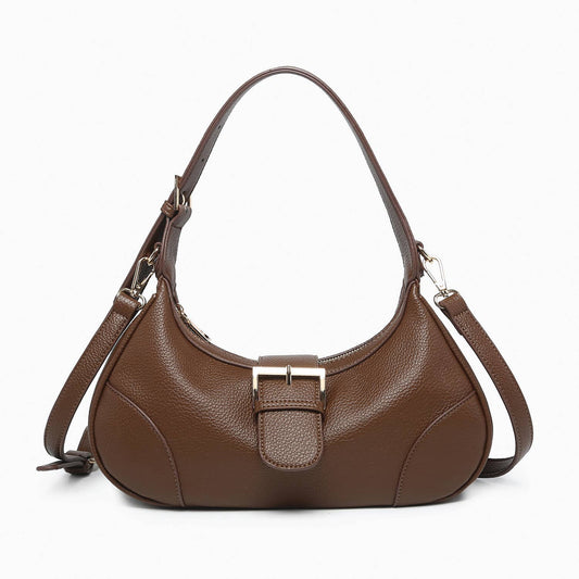Madrid Buckle Shaped Shoulder Bag/Crossbody: Chocolate