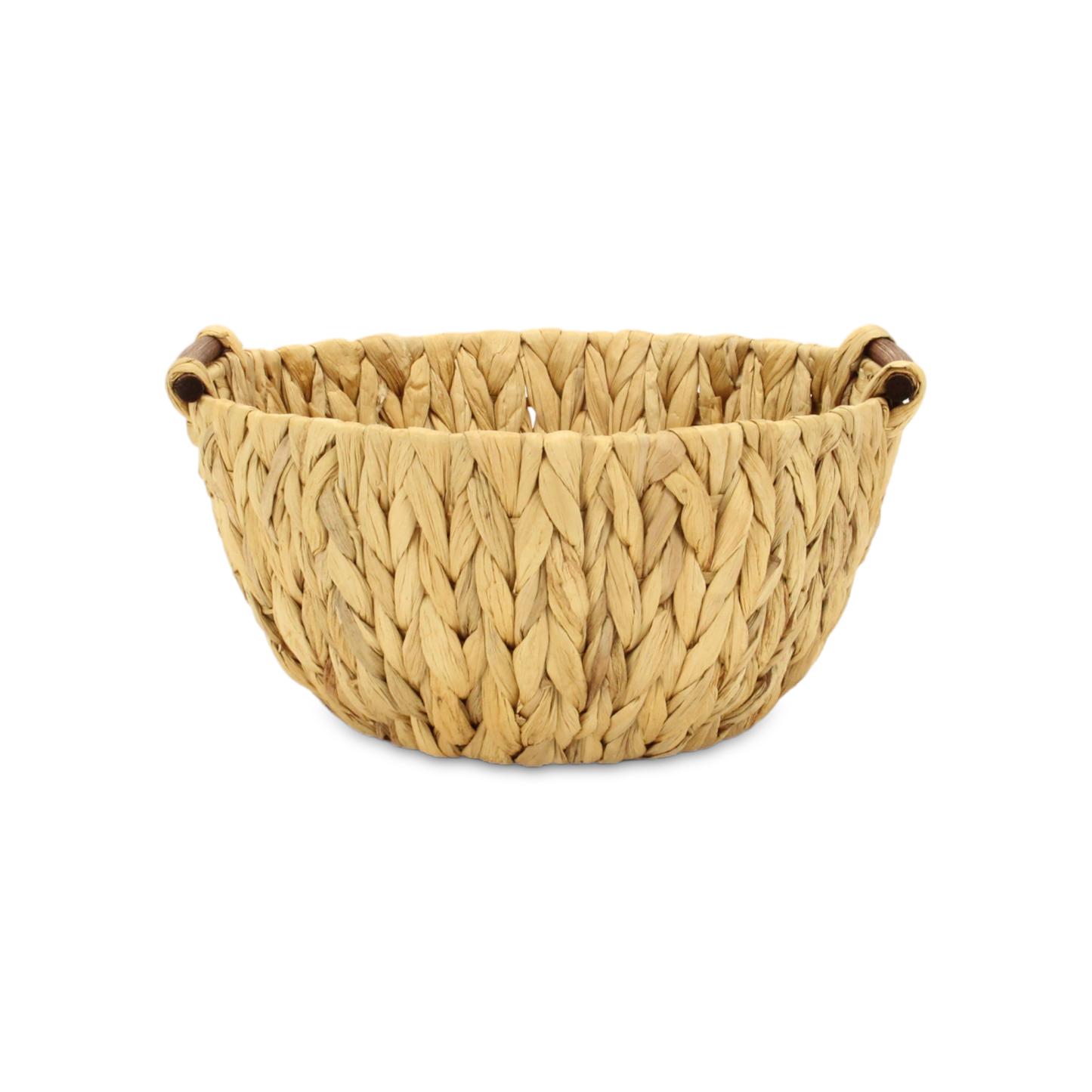 Laelia Woven Water Hyacinth Basket with Side Wood Handles