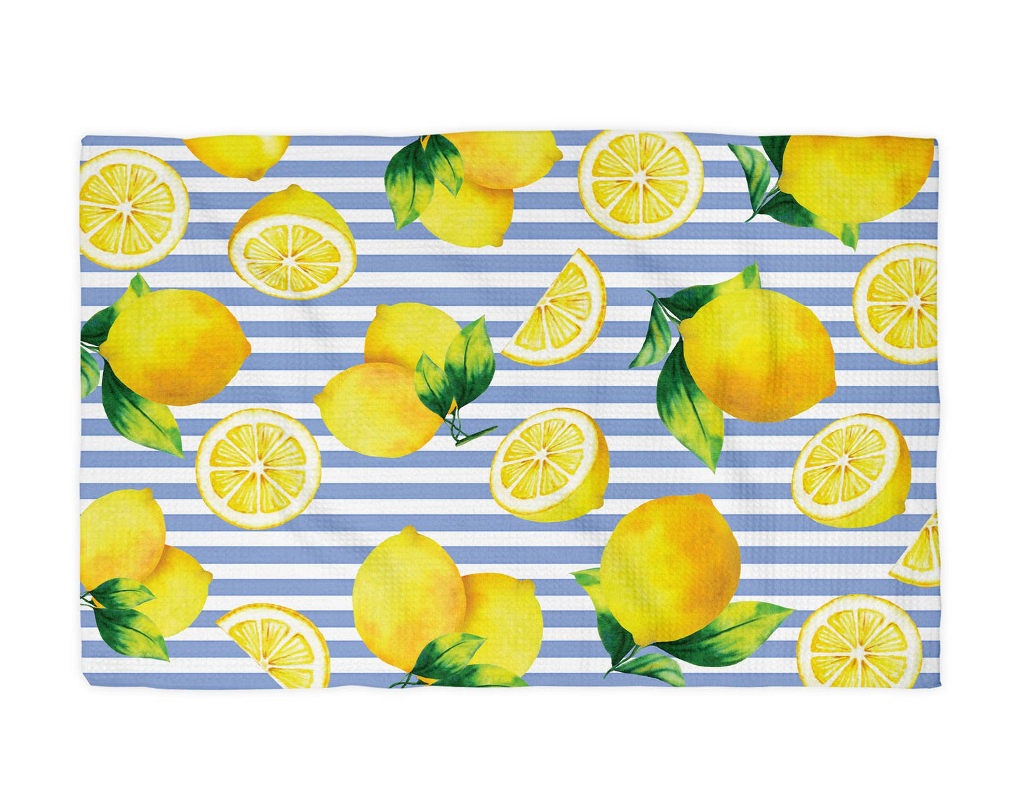 Lemon Stripe Citrus Summer Fruit Market Kitchen Towel Waffle