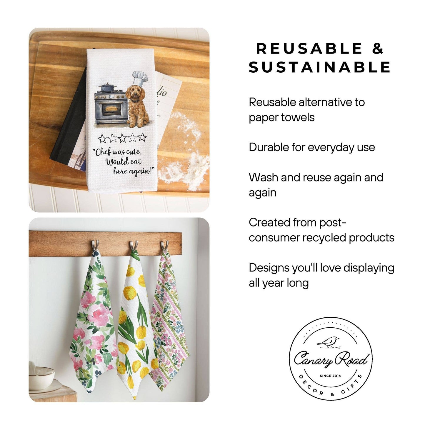 Floral Peony Kitchen Flower Spring Summer Towel