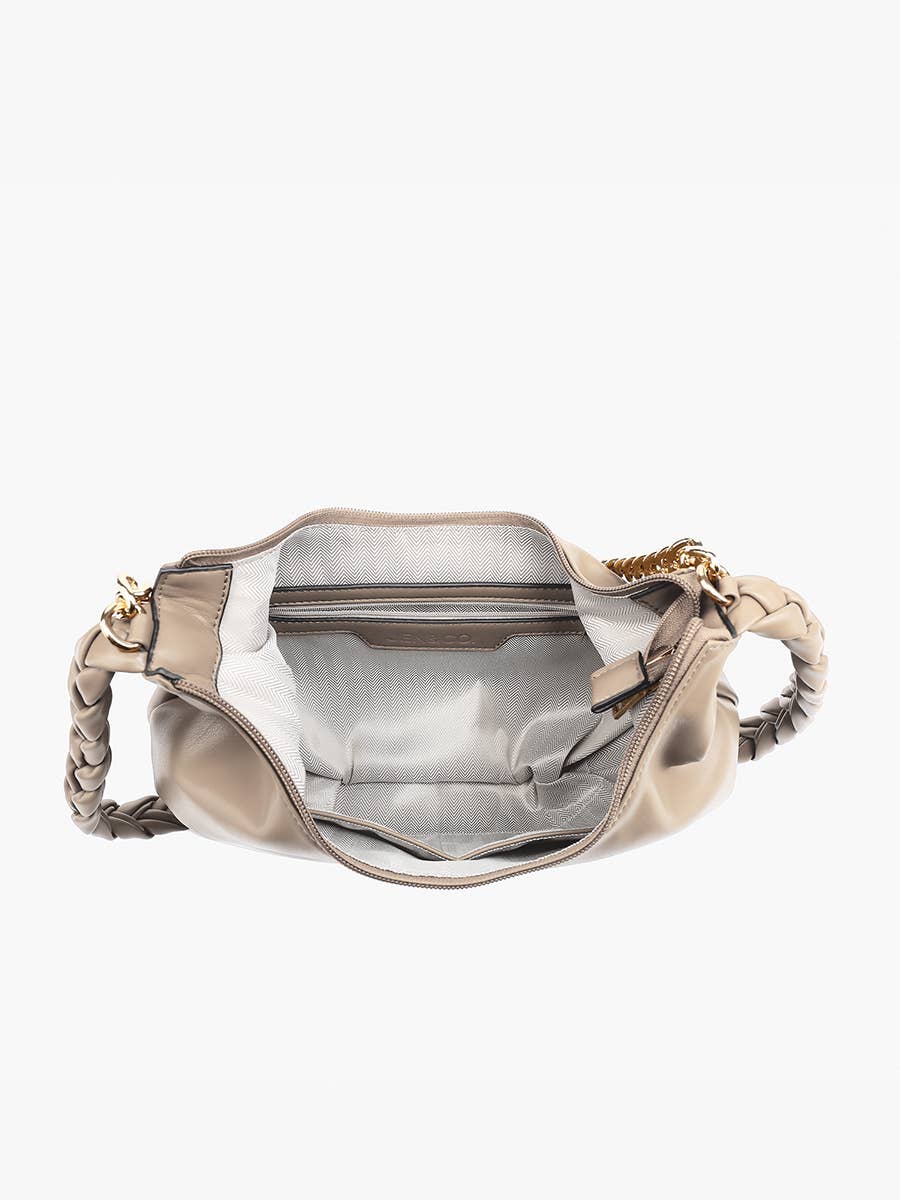 Elliot Braided Detail Satchel w/ Chain Strap Parchment