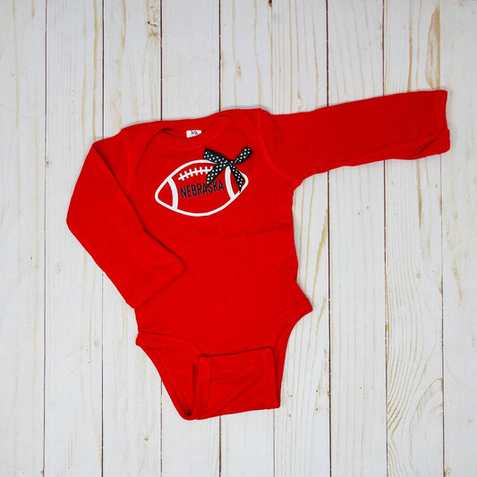 Nebraska Football Longsleeve Onesie: Newborn