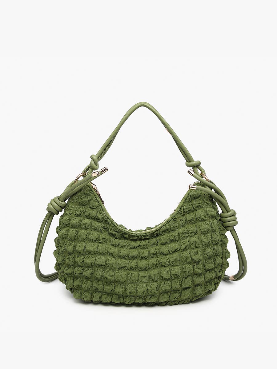 Nelly Quilted Puffy Shoulder Bag – Knotted Strap: Mint
