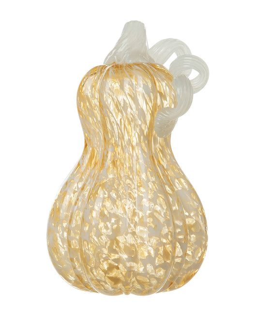 8.5"H Fall Amber Dots Glass Gourd