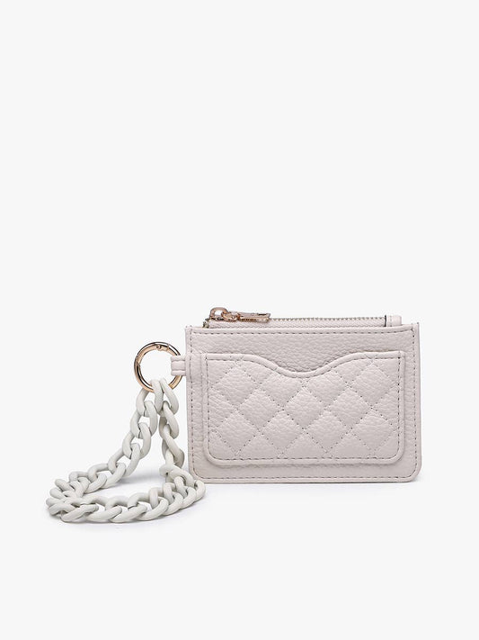 Rhodes RFID Quilted Wallet w/ Acrylic Wristlet: Off White