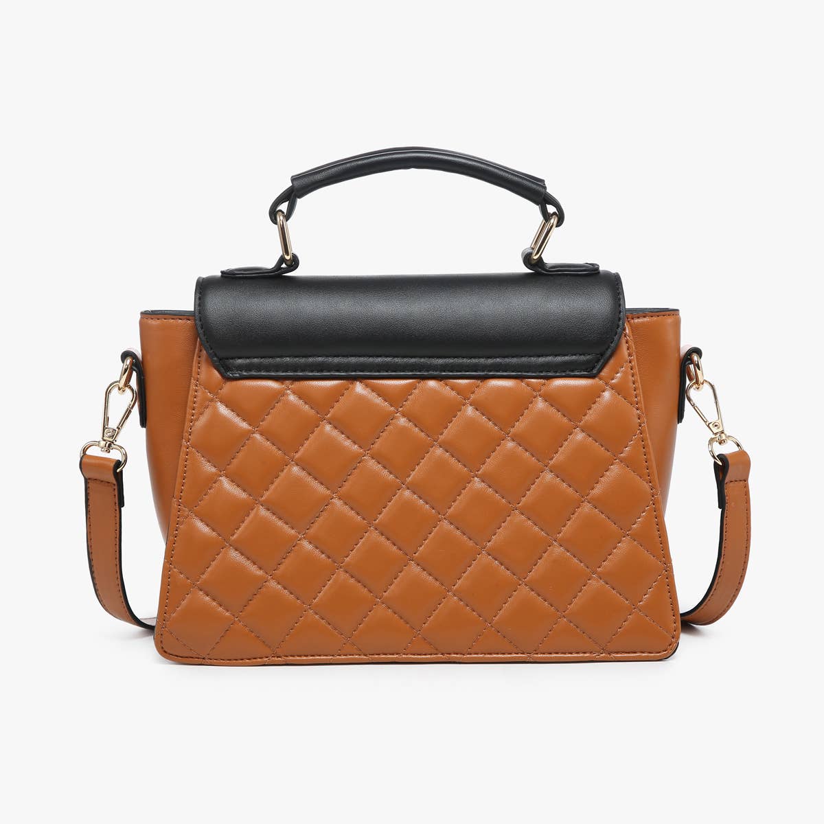 Lou Quilted Square Crossbody Bag – Push Lock Black/Brown