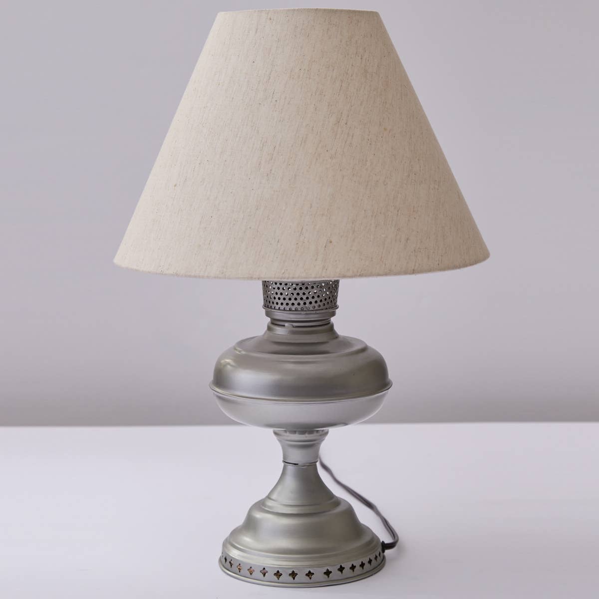 Oil Lamp With Shade - Antique Pewter