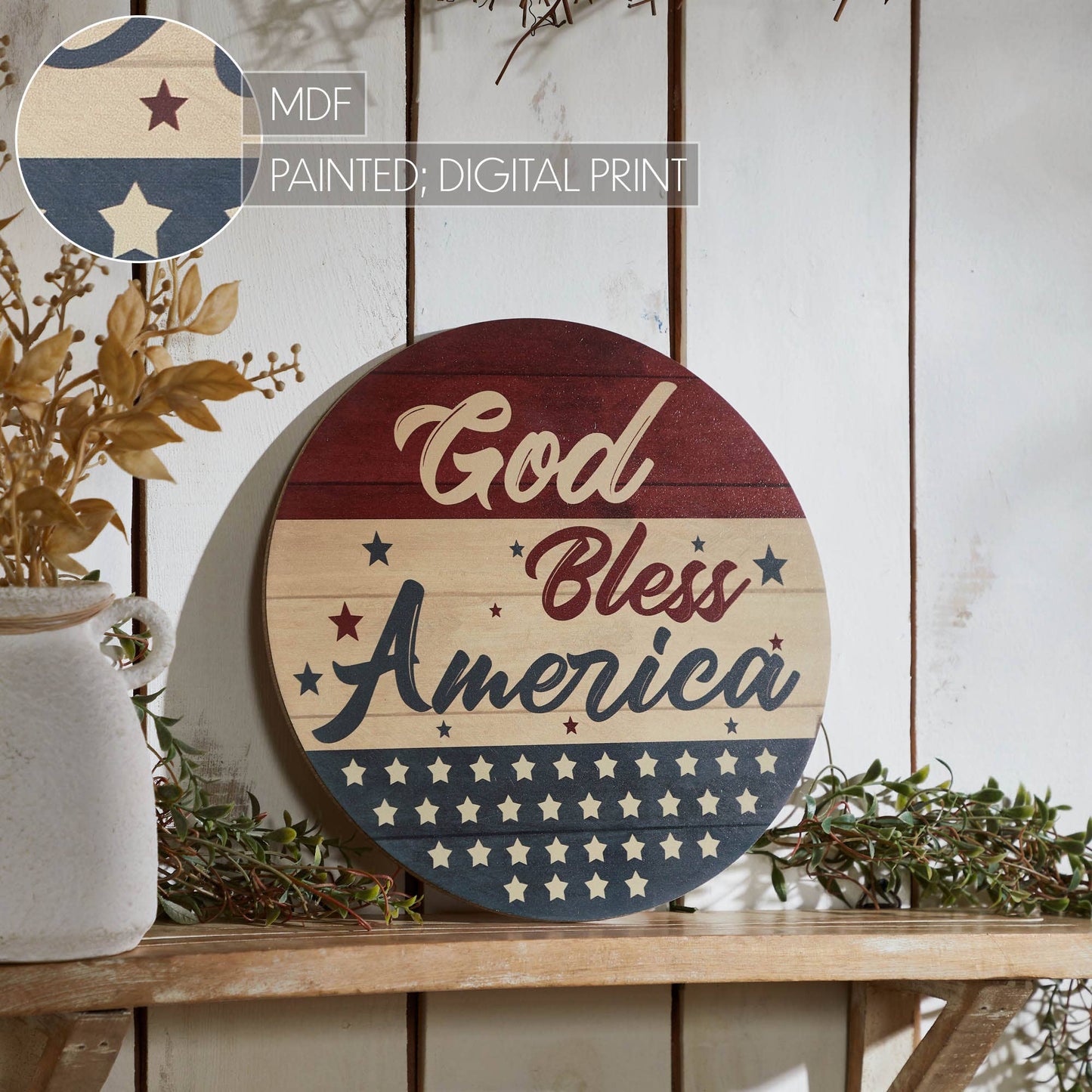 God Bless America Wall Hanging 11 Inch Diameter