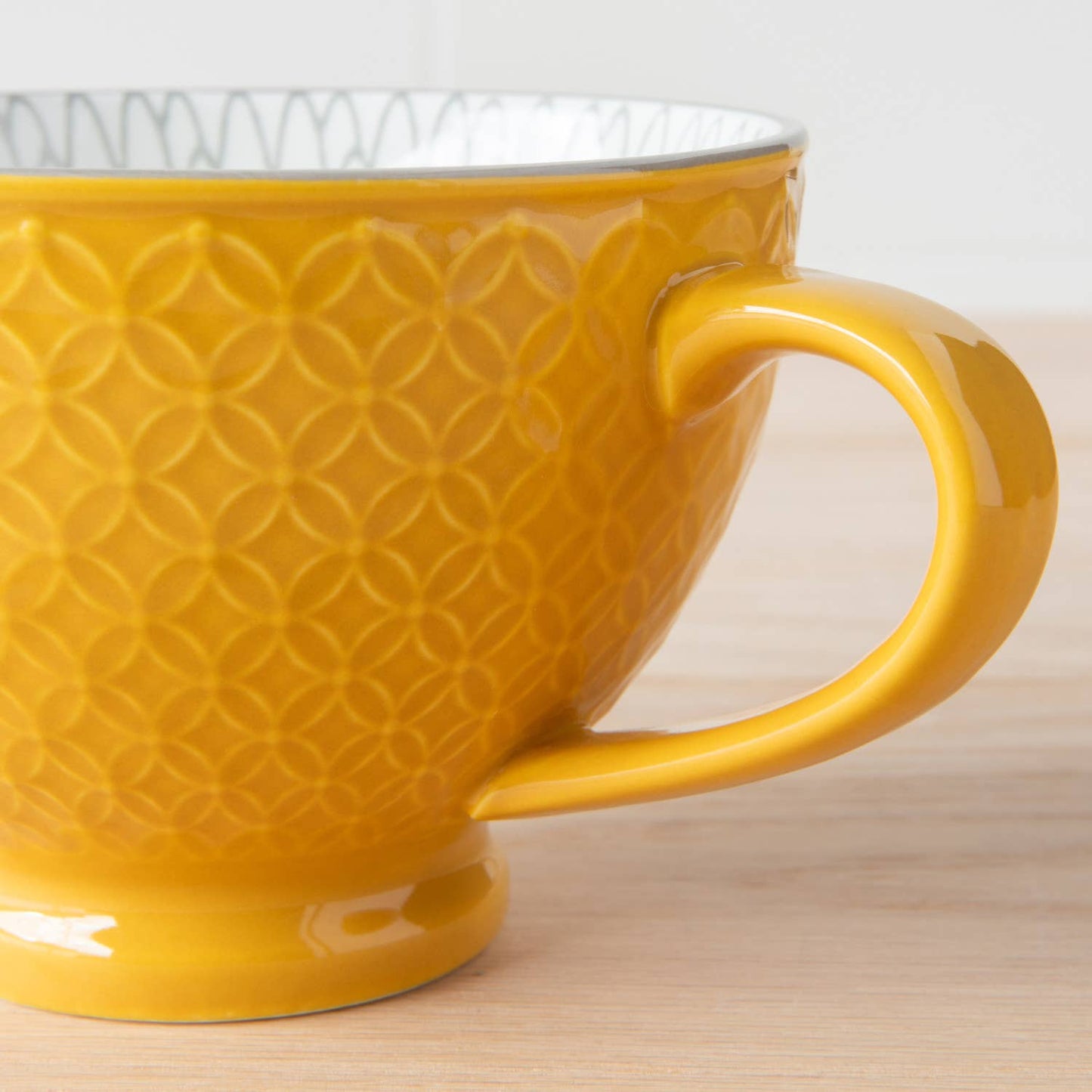 Yellow Stamped Latte Mug 14 oz