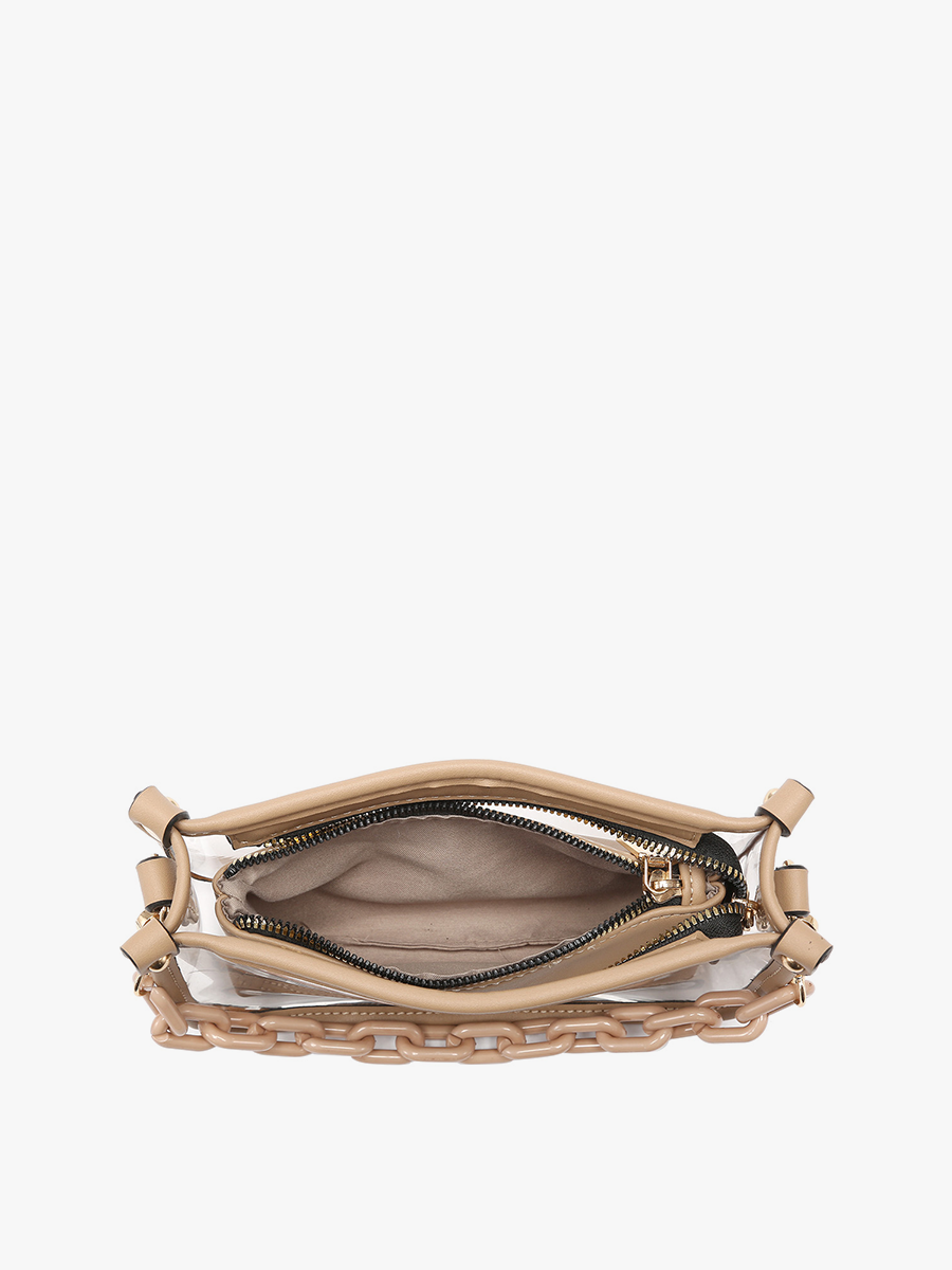 Jessica Clear Crossbody w/ Chain: Crimson