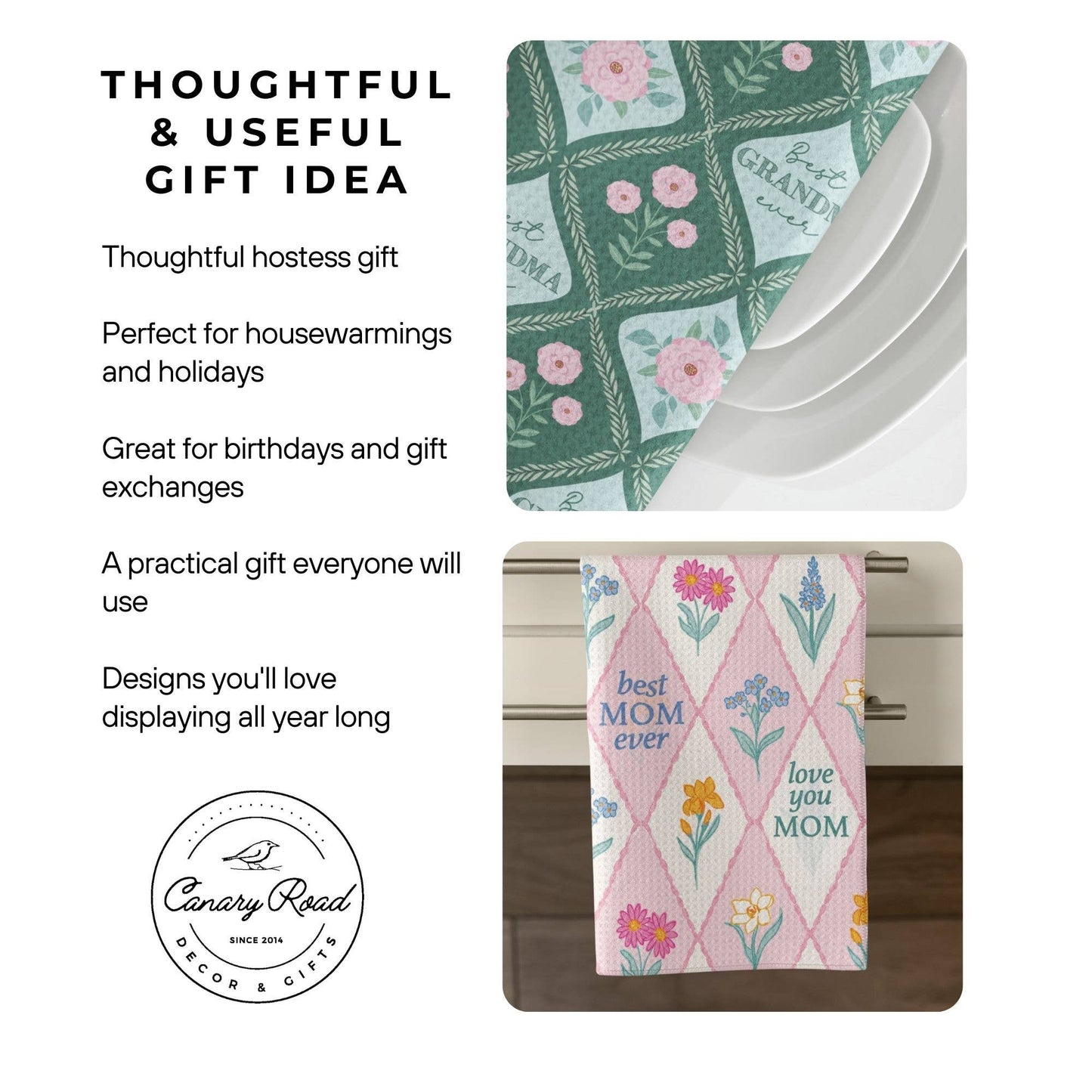 Floral Peony Kitchen Flower Spring Summer Towel