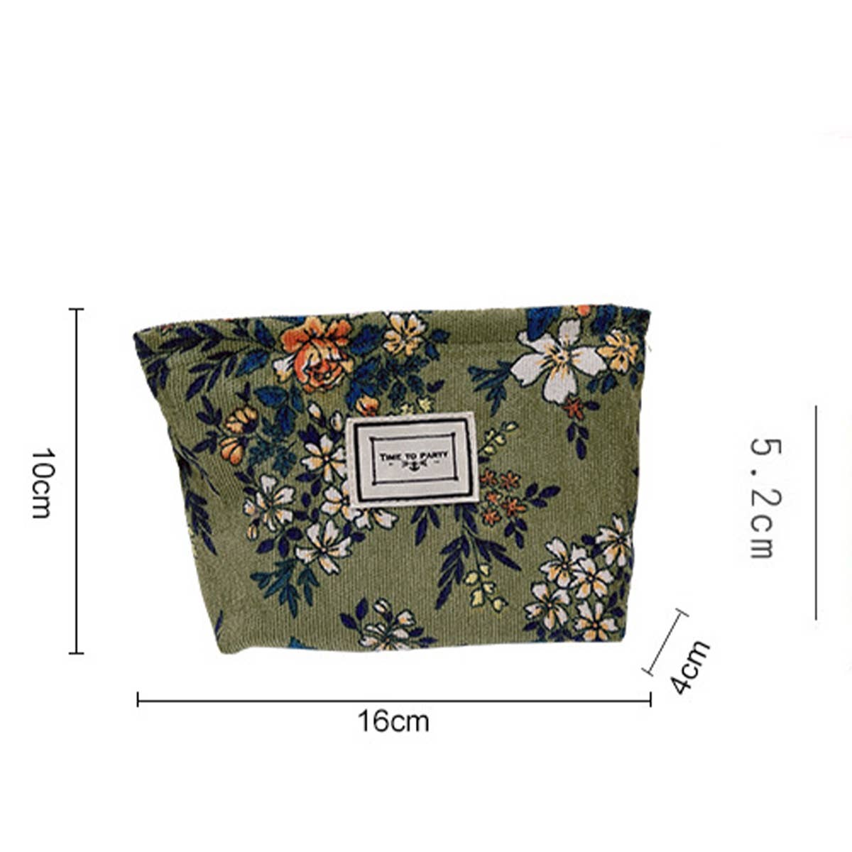 CORDUROY FLOWER PATTERN ZIPPER MAKEUP