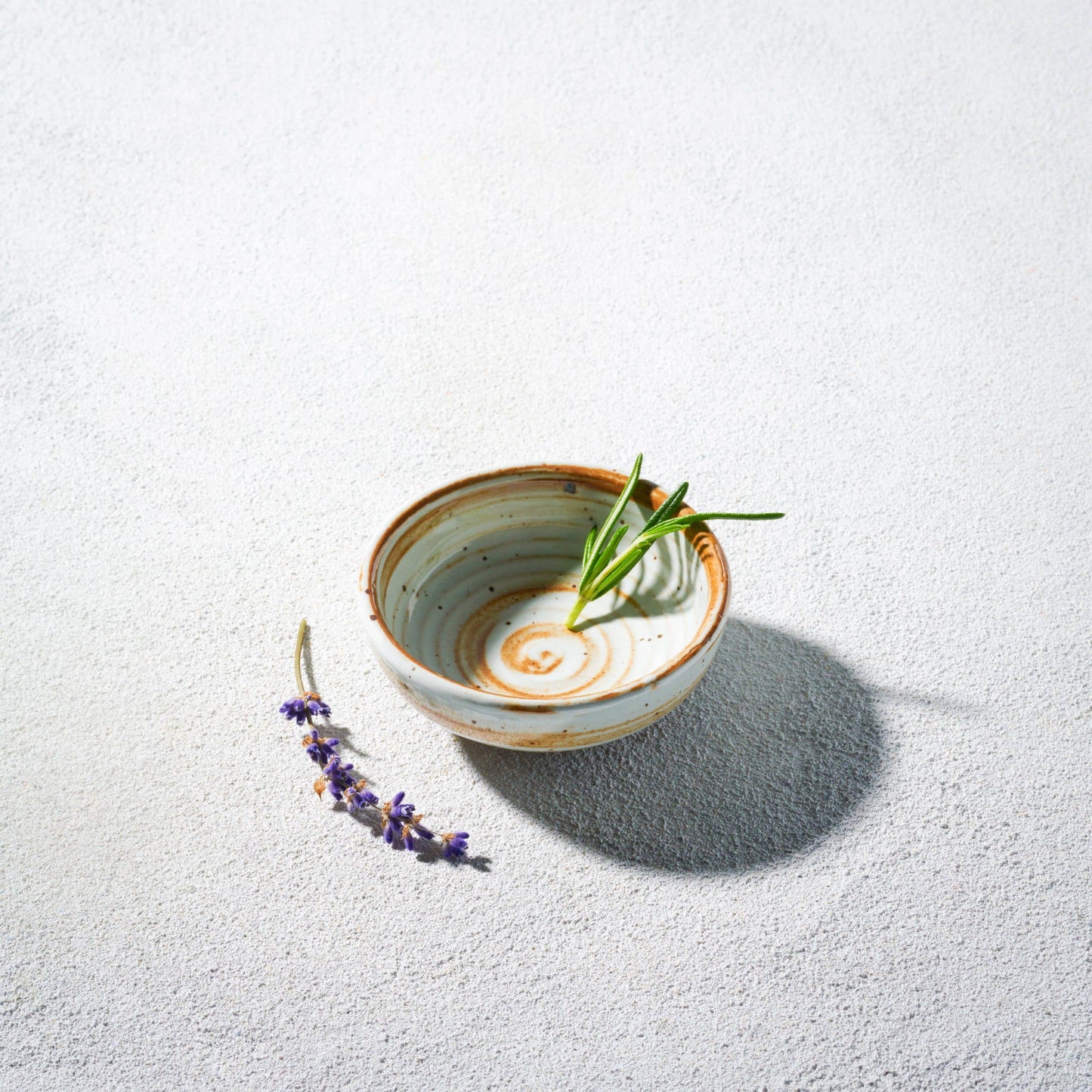 Vikko Stoneware Palm Mini Bowl Cream White Brown Rim, 3.5 oz