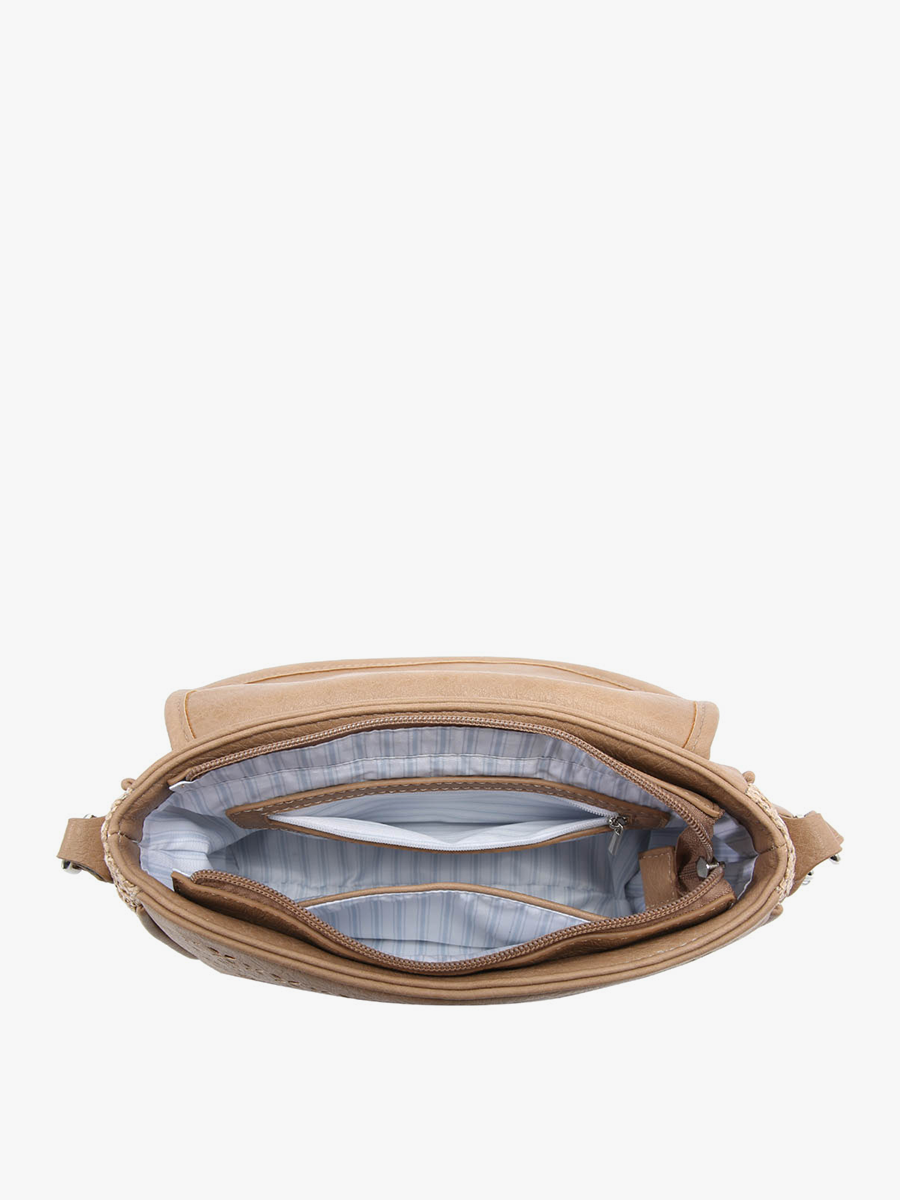 Carolina Woven Lasercut Crossbody: Grey
