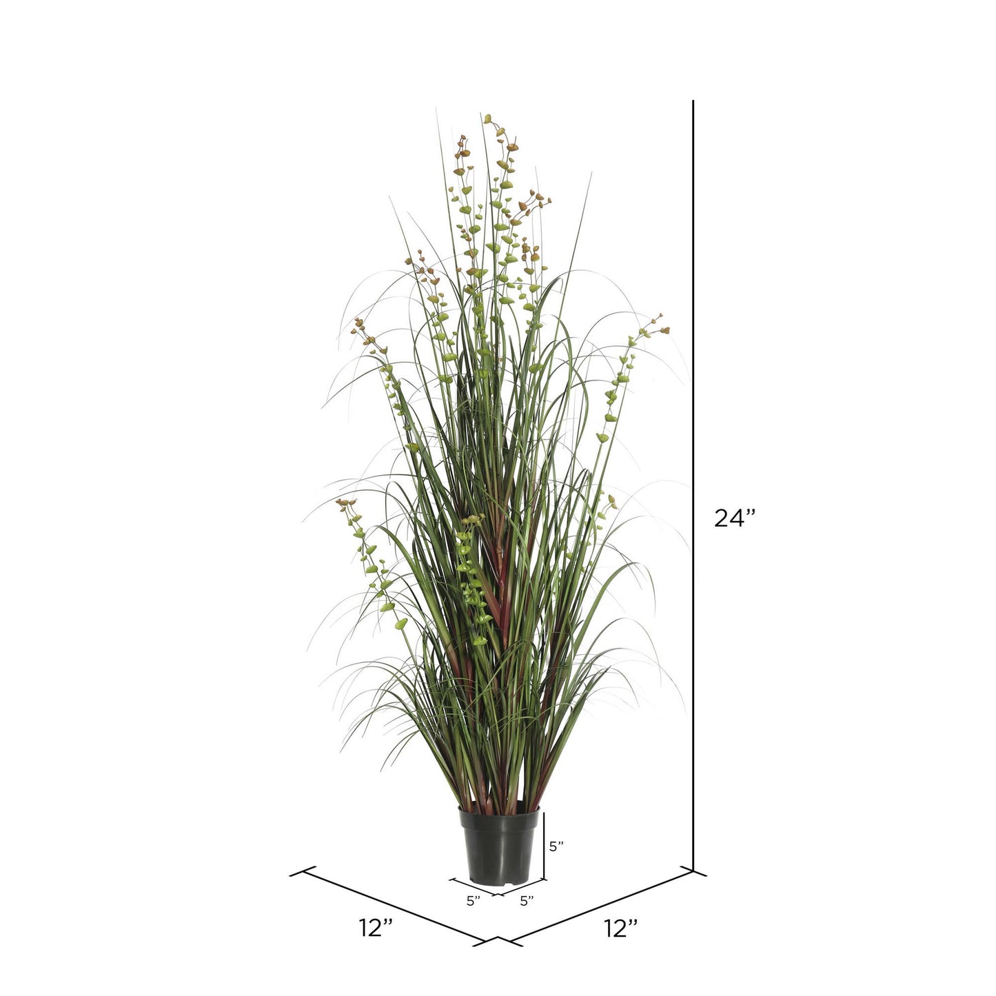 24" Artificial Potted Green Grass and Eucalyptus